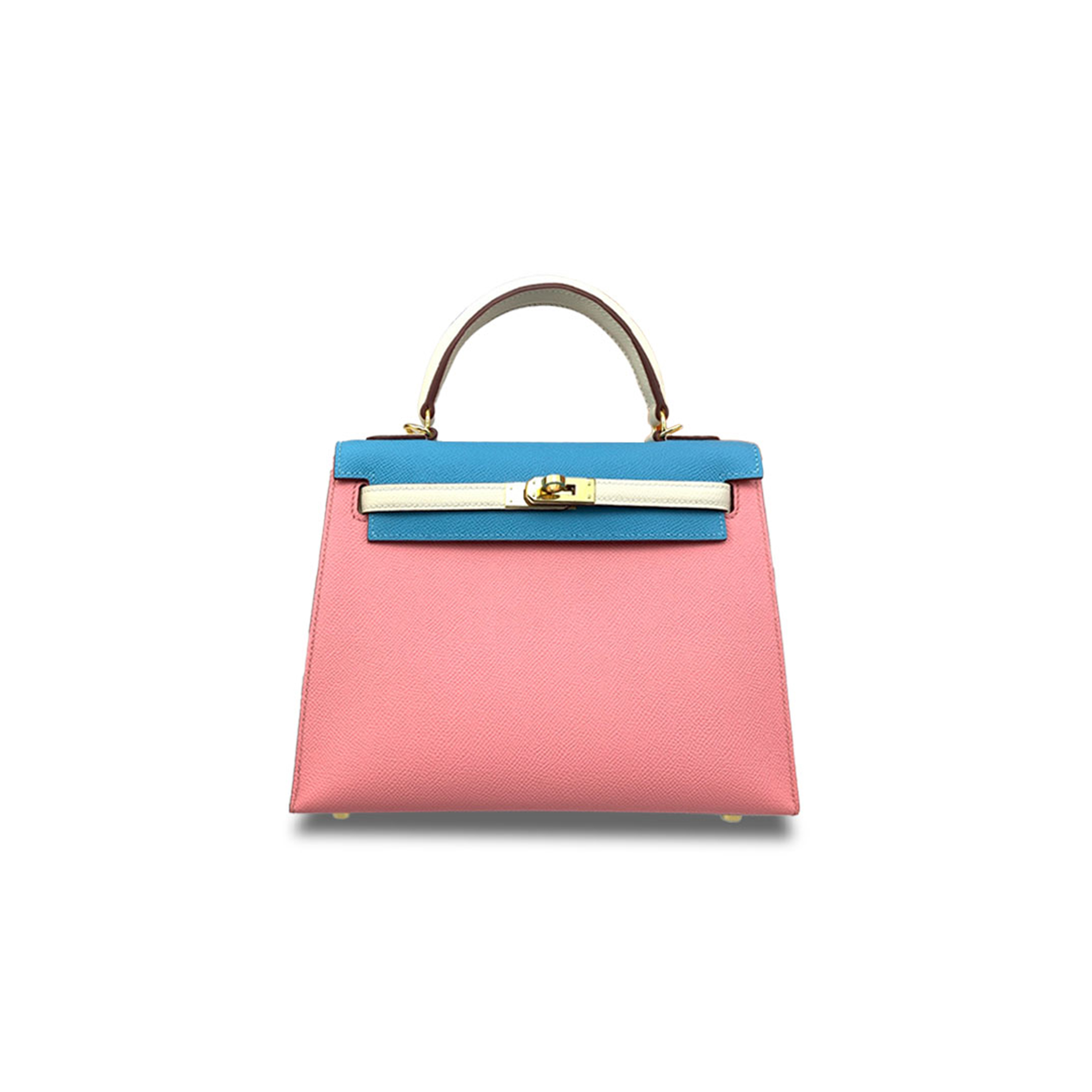 HERMÈS KELLY 25 EPSOM THREE-COLOR MILKSHAKE POWDER CANDY BLUE MILKSHAKE WHITE GOLD BUCKLE (25*17*7cm) 